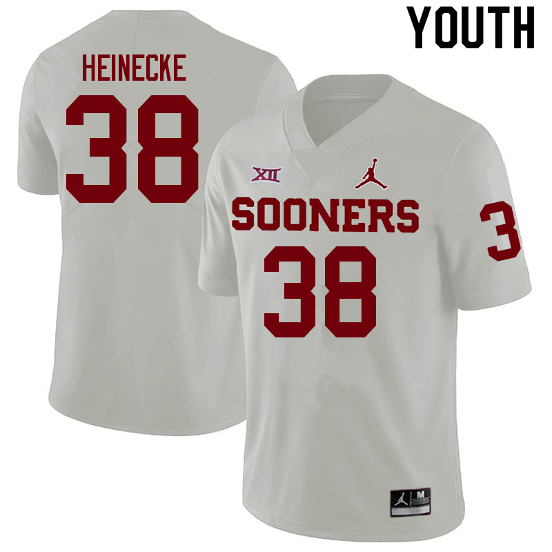 Youth #38 Owen Heinecke Oklahoma Sooners College Football Jerseys Sale-White - Click Image to Close